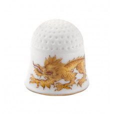 Fingerhut, Ming-Drache, reich, gelb, ohne Kante, Goldrand, 2,5 cm