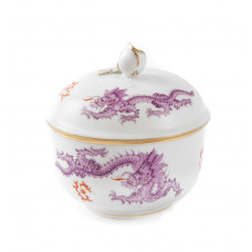 Zuckerdose, Ming-Drache, reich, lila, ohne Kante, Goldrand, Ø 9 cm