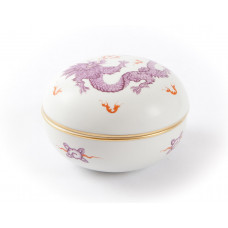 Dose, Ming-Drache, reich, lila, ohne Kante, Goldrand, ø 13 cm