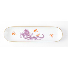 Schale, Ming-Drache, reich, lila, ohne Kante, Goldrand, L 24 cm