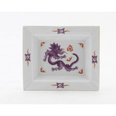 Vide-poche mittel, Ming-Drache, reich, lila, ohne Kante, Goldrand, 16 x 13,5 cm