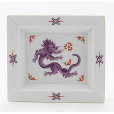 Vide-poche groß, Ming-Drache, reich, lila, ohne Kante, Goldrand, 21 x 18,5 cm