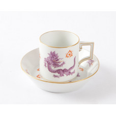 Espressotasse, Ming-Drache, reich, lila, ohne Kante, Goldrand, H 6,5 cm