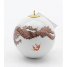 Kugel, Ming-Drache, reich, braun, ohne Kante, weißer Rand, ø 5 cm