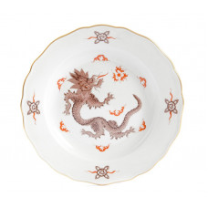 Teller, Ming-Drache, reich, braun, ohne Kante, Goldrand, ø 20 cm