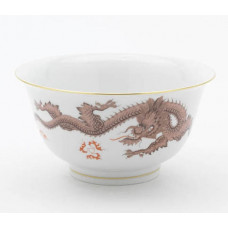 Müslischale, Ming-Drache, reich, braun, ohne Kante, Goldrand, L 16 cm