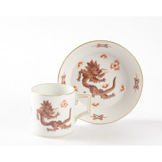 Espressotasse, Ming-Drache, reich, braun, ohne Kante, Goldrand, H 6,5 cm