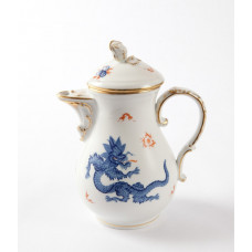 Mokkakanne, Ming-Drache, reich, kobaltblau, ohne Kante, Goldrand, V 0,45 l