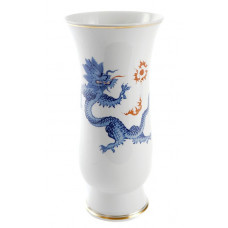 Vase, Ming-Drache, reich, kobaltblau, ohne Kante, Goldfaden bzw. Goldreifen, H 28,5 cm