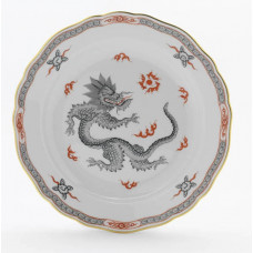 Teller, Ming-Drache, reich, schwarz, mit Kante, Goldrand, ø 22 cm