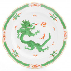 Speiseteller, Ming-Drache, reich, grün, mit Kante, Goldrand, ø 25 cm