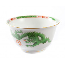 Müslischale, Ming-Drache, reich, grün, mit Kante, Goldrand, L 16 cm