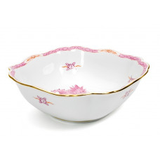 Sch&uuml;ssel, eckig, Ming-Drache, reich, purpur, mit Kante, Goldrand, L 26 cm