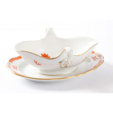 Sauciere, Ming-Drache, reich, rot, mit Kante, Goldrand, V 0,25 l