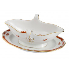 Sauciere, Ming-Drache, reich, rot, mit Kante, Goldrand, V 0,40 l