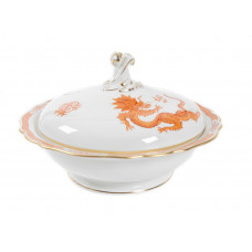 Sch&uuml;ssel m.D., Ming-Drache, reich, rot, mit Kante, Goldrand, V 1,00 l