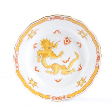 Teller, Ming-Drache, reich, gelb, mit Kante, Goldrand, ø 20 cm