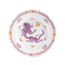 Teller, Ming-Drache, reich, lila, mit Kante, Goldrand, ø 20 cm