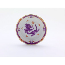 Teller, Ming-Drache, reich, lila, mit Kante, Goldrand, ø 14 cm
