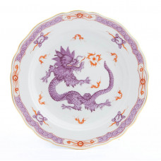 Teller, Ming-Drache, reich, lila, mit Kante, Goldrand, ø 18 cm