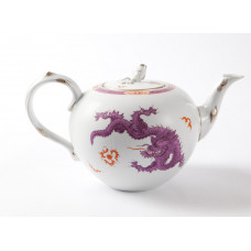 Teekanne, Ming-Drache, reich, lila, mit Kante, Goldrand, V 1,25 l