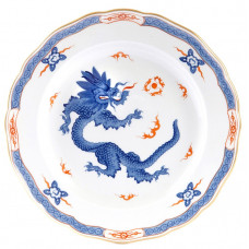 Teller m.H., Ming-Drache, reich, kobaltblau, mit Kante, Goldrand, ø 25 cm
