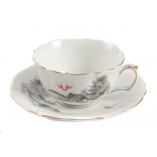 Teetasse m.U., Ming-Drache, leicht, schwarz, ohne Kante, Goldrand, V 0,20 l
