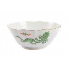 Sch&uuml;ssel, rund, Ming-Drache, leicht, gr&uuml;n, ohne Kante, Goldrand, 16 cm
