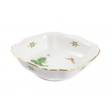 Sch&uuml;ssel, eckig, Ming-Drache, leicht, gr&uuml;n, ohne Kante, Goldrand, L 21 cm