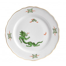 Platzteller, Ming-Drache, leicht, gr&uuml;n, ohne Kante, Goldrand, &oslash; 32 cm
