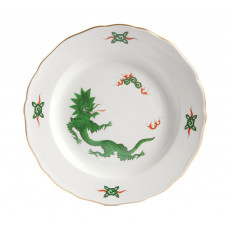 Teller m.H., Ming-Drache, leicht, grün, ohne Kante, Goldrand, ø 25 cm