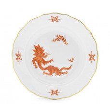 Teller, Ming-Drache, leicht, rot, ohne Kante, Goldrand, ø 20 cm