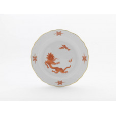 Teller, Ming-Drache, leicht, rot, ohne Kante, Goldrand, ø 22 cm