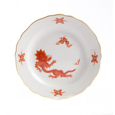 Teller, Ming-Drache, leicht, rot, ohne Kante, Goldrand, ø 18 cm