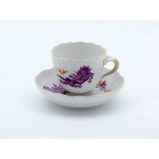 Espressotasse, Ming-Drache, leicht, lila, ohne Kante, Goldrand, V 0,1 l