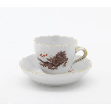 Espressotasse m.U., Ming-Drache, leicht, braun, ohne Kante, Goldrand, V 0,1 l
