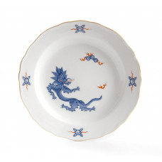 Teller, Ming-Drache, leicht, kobaltblau, ohne Kante, Goldrand, ø 22 cm