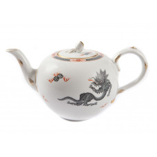 Teekanne, Ming-Drache, leicht, schwarz, mit Kante, Goldrand, V 1,25 l