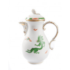 Kaffeekanne, Ming-Drache, leicht, grün, mit Kante, Goldrand, V 0,85 l