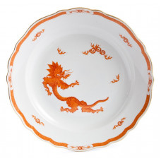 Sch&uuml;ssel, Ming-Drache, leicht, rot, mit Kante, Goldrand, &oslash; 35 cm