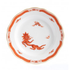 Teller, Ming-Drache, leicht, rot, mit Kante, Goldrand, ø 16 cm