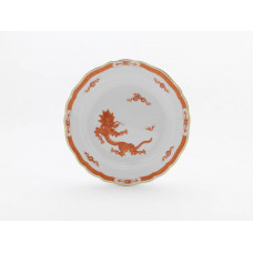 Teller, Ming-Drache, leicht, rot, mit Kante, Goldrand, ø 22 cm