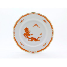 Speiseteller, Ming-Drache, leicht, rot, mit Kante, Goldrand, ø 28 cm