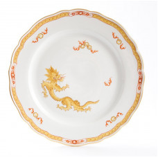 Platzteller, Ming-Drache, leicht, gelb, mit Kante, Goldrand, &oslash; 32 cm