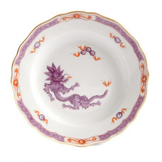 Teller, Ming-Drache, leicht, lila, mit Kante, Goldrand, ø 20 cm