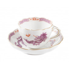 Kaffeetasse m.U., Ming-Drache, leicht, lila, mit Kante, Goldrand, V 0,20 l