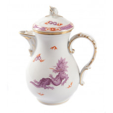 Mokkakanne, Ming-Drache, leicht, lila, mit Kante, Goldrand, V 0,45 l