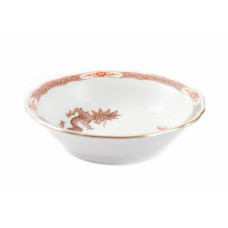 Dessertschale, Ming-Drache, leicht, braun, mit Kante, Goldrand, L 14,5 cm