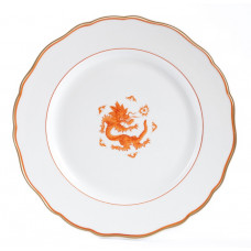 Speiseteller, Ming-Drache, rot, ohne Kante, roter Faden, Goldfaden, ø 28 cm