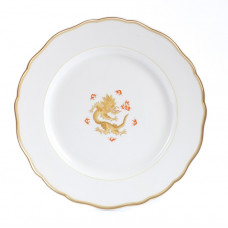 Speiseteller, Ming-Drache, gelb, ohne Kante, gelber Faden, Goldfaden, ø 28 cm